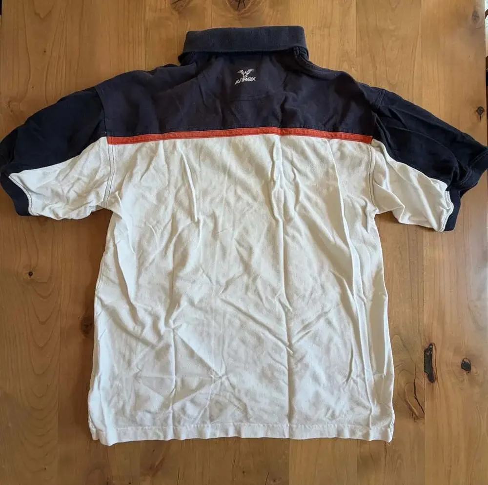 Avirex Vintage 75 Embroidered Shield Logo Colorblock Polo Shirt Size XL